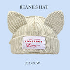 2023 New Long Ear Fox Hat Skullies Beanies Women Cute Rabbit Ears Crochet Knitted Hat Men Winter Hip-hop Warm Cap Christmas Gift Pi-Mart