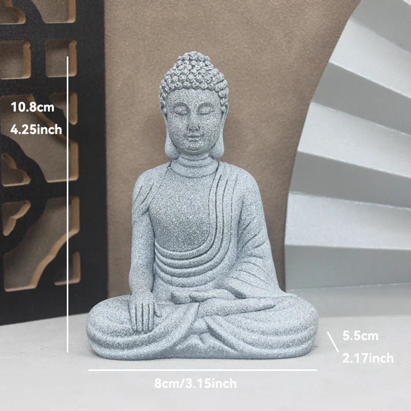Buddha Stone Statue Little Buddhist Monks Tibetan Buddhism Figurines Zen Garden Ornament Meditation Home Aquarium Decoration Lootquake LLC