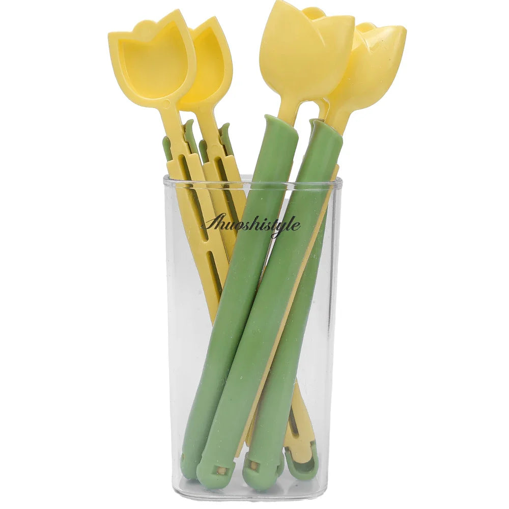5Pcs Tulip Seal Clips Kitchen Food Snack Seal Sealing Bag Clips with Magnetic Storage Box Reusable Bag Sealer Home Storage Tools Lootquake LLC