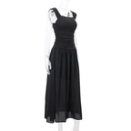 Ruched Bodycon Maxi Dress | Y2K Square Neck Slip Dress -femstylo