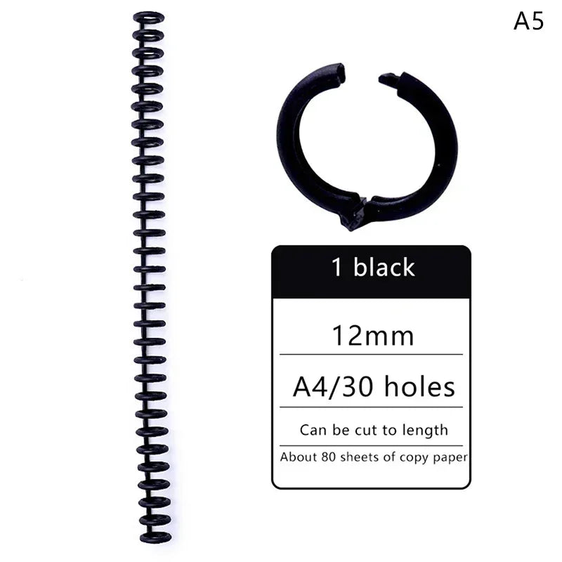 5pcs Loose-leaf Binding Ring Spring Spiral Rings Plastic Binder Strip 30 Holes For A4 Paper Notebook Stationery Office Supplies Lootquake LLC