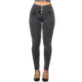 Shascullfites Melody Grey Lift Jeggings Button Up Women Jeans Butt Lift Jeans Women Pants Shaping Jeans High Waist Pencil Pants