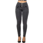 Shascullfites Melody Grey Lift Jeggings Button Up Women Jeans Butt Lift Jeans Women Pants Shaping Jeans High Waist Pencil Pants