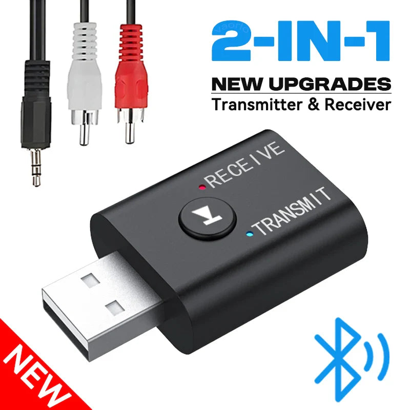 2 In 1 Bluetooth 5.0 Audio Receiver Transmitter 3.5mm AUX USB Stereo Music Wireless Adapter With Mic For Car Kit Speaker TV PC Lootquake LLC