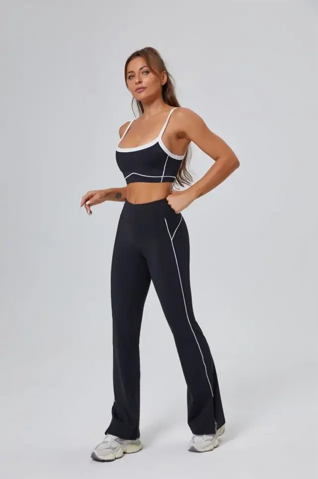 FlareLift Yoga Set: High-Waist Pants & Backless Bra THRIXINE