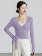 Slim-Fit Long-Sleeve Yoga Top with Straps