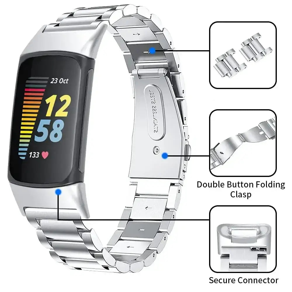 Fitbit Charge 5 6 Stainless Steel Band - Sleek Durable Design - SJB-DIAMOND ELITES