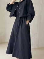 LANMREM 2 Pieces Sets For Women Suspender Long Dress With Sleeves Coat Female Casual Clothing 2024 Summer New 2DA6550