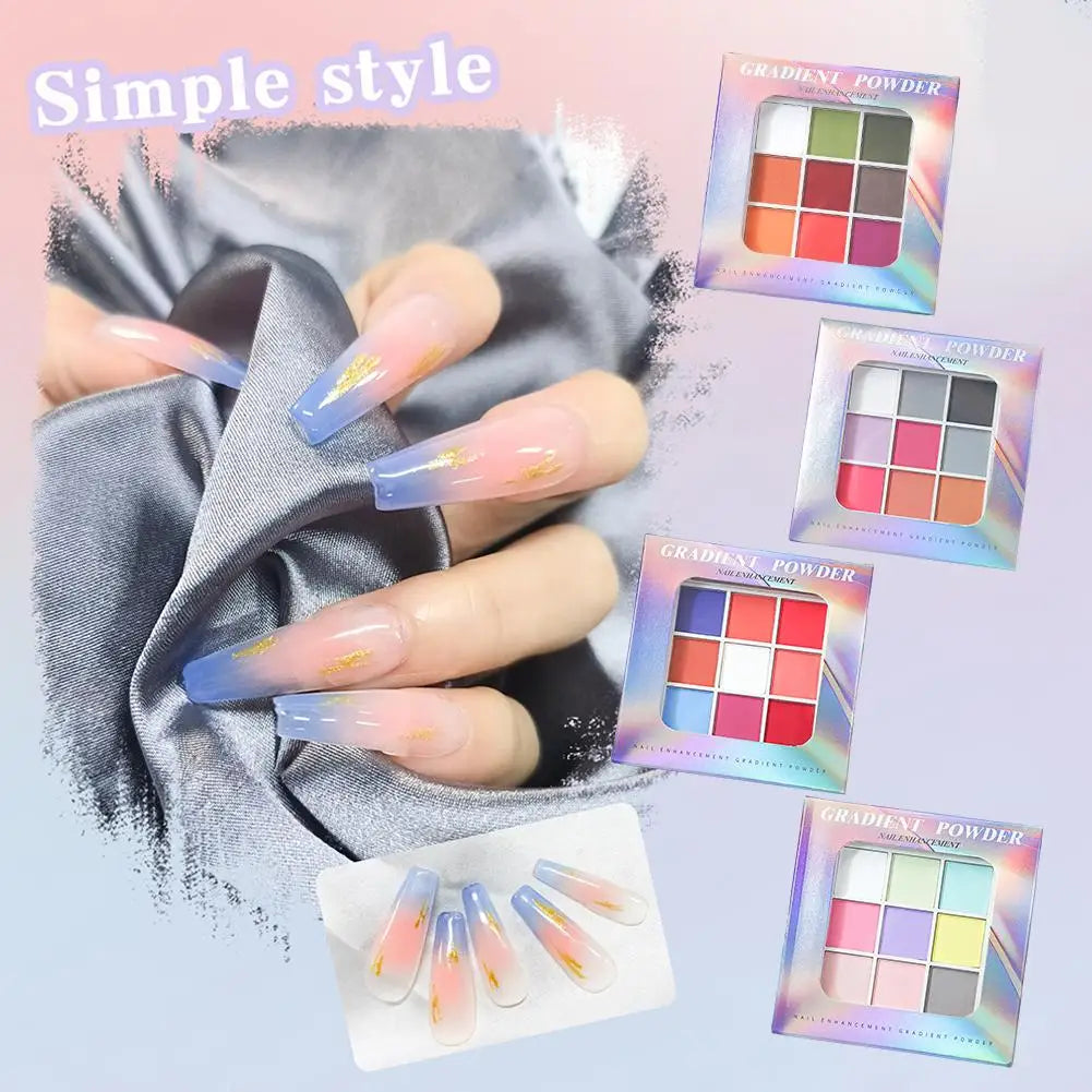 9Colors Solid Patting Nail Powders UV Polish Decoration Shimmer Fine Glitter Gradient Matte Pat Pat Manicure Polish Deco Powder