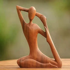 Wooden Yoga Meditation Statue Handmade Abstract Pose Sculpture Wood Carving Creative Tabletop Ornaments Living Room Galleries Lootquake LLC