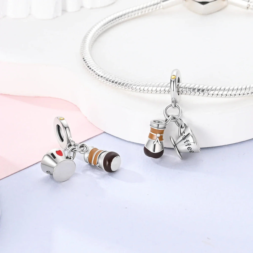 Coffee Cup Charms 925 Silver Beads For Woman Fit Original Bracelet Making Fashion Jewelry Lootquake LLC
