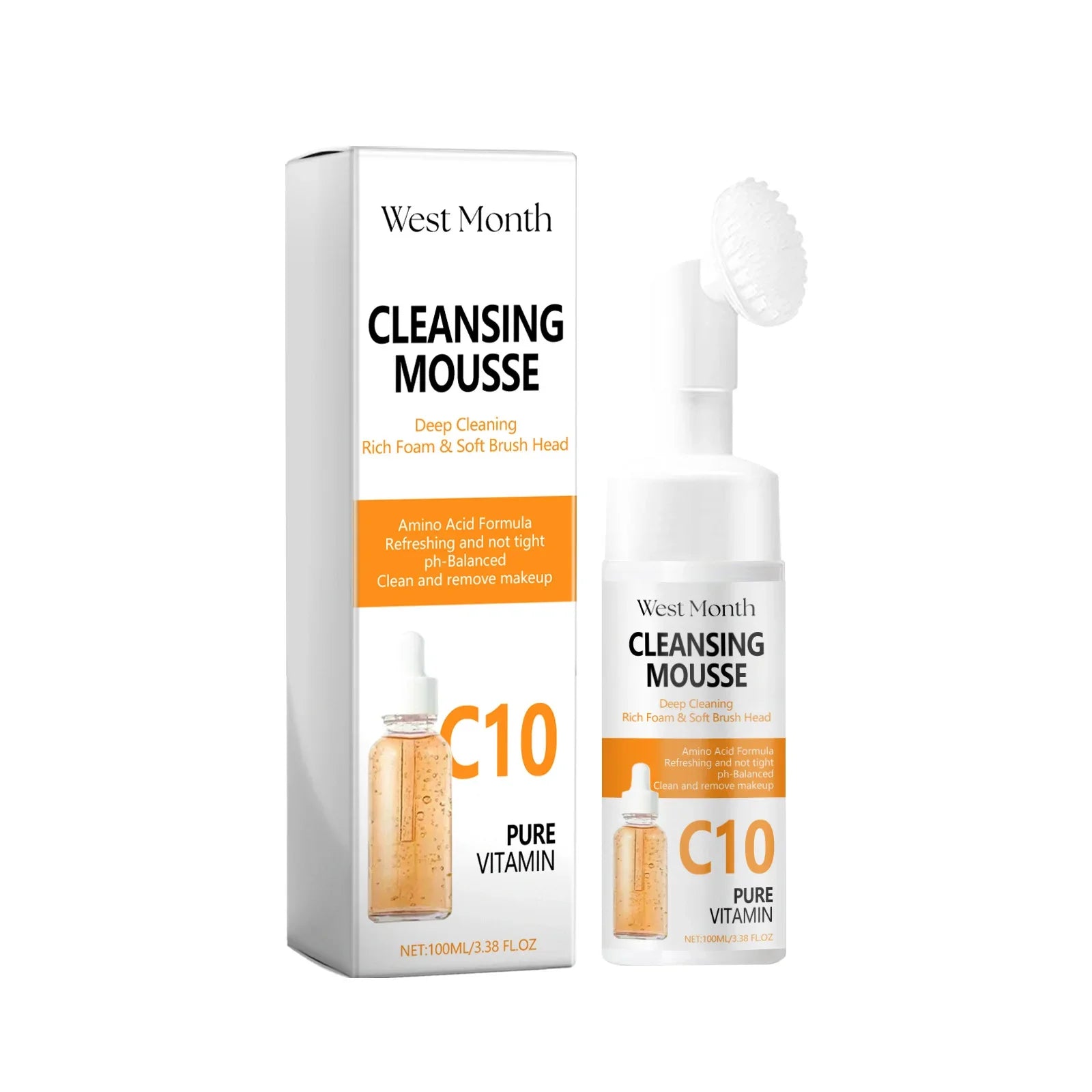 Vitamin C Facial Cleanser Gentle Cleansing Anti Acne Oil Control Pore Shrinking Brightening Moisturizing Amino Acid Face Wash