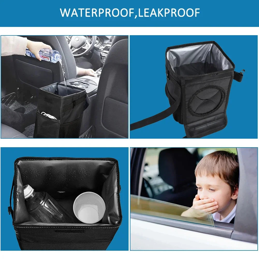 Waterproof Car Trash Can Bin, Acessórios Auto Organizer, Lixo Dump, Bolsos de armazenamento de carros, Closeable, portátil