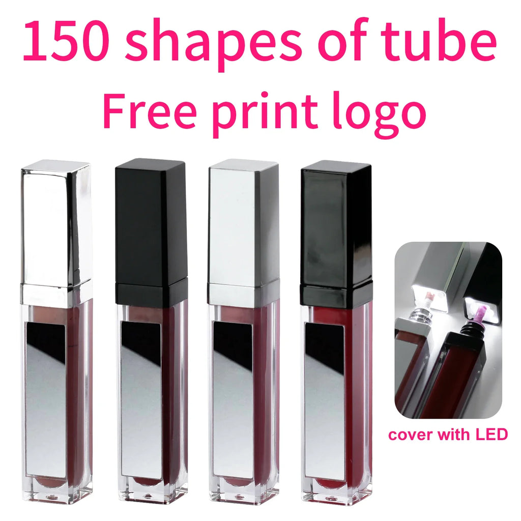 Wholesale Lip Gloss With Led Light And Mirror Private Label Lipstick Liquid Shiny Colors Lipgloss Your Own Brand Makeup Bulk