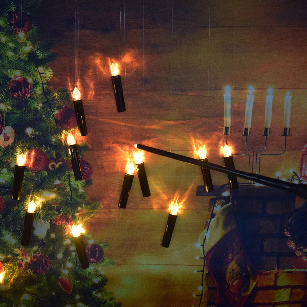 LED Floating Candle for Home Decoration, Flickering Flame, Timing Remote, Battery Operated, Halloween, Christmas,Black Candle Lootquake LLC