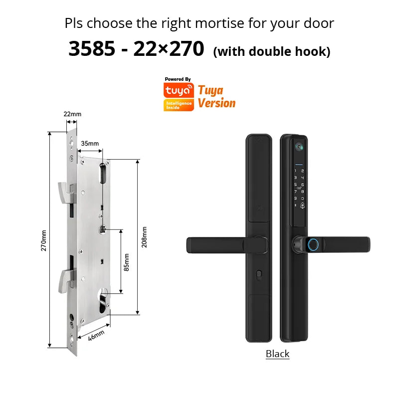 Waterproof Camera Outdoor Fingerprint TUYA WIFI APP RFID Card Code Keyless Smart Electronic Door Lock Aluminum/Glass Sliding