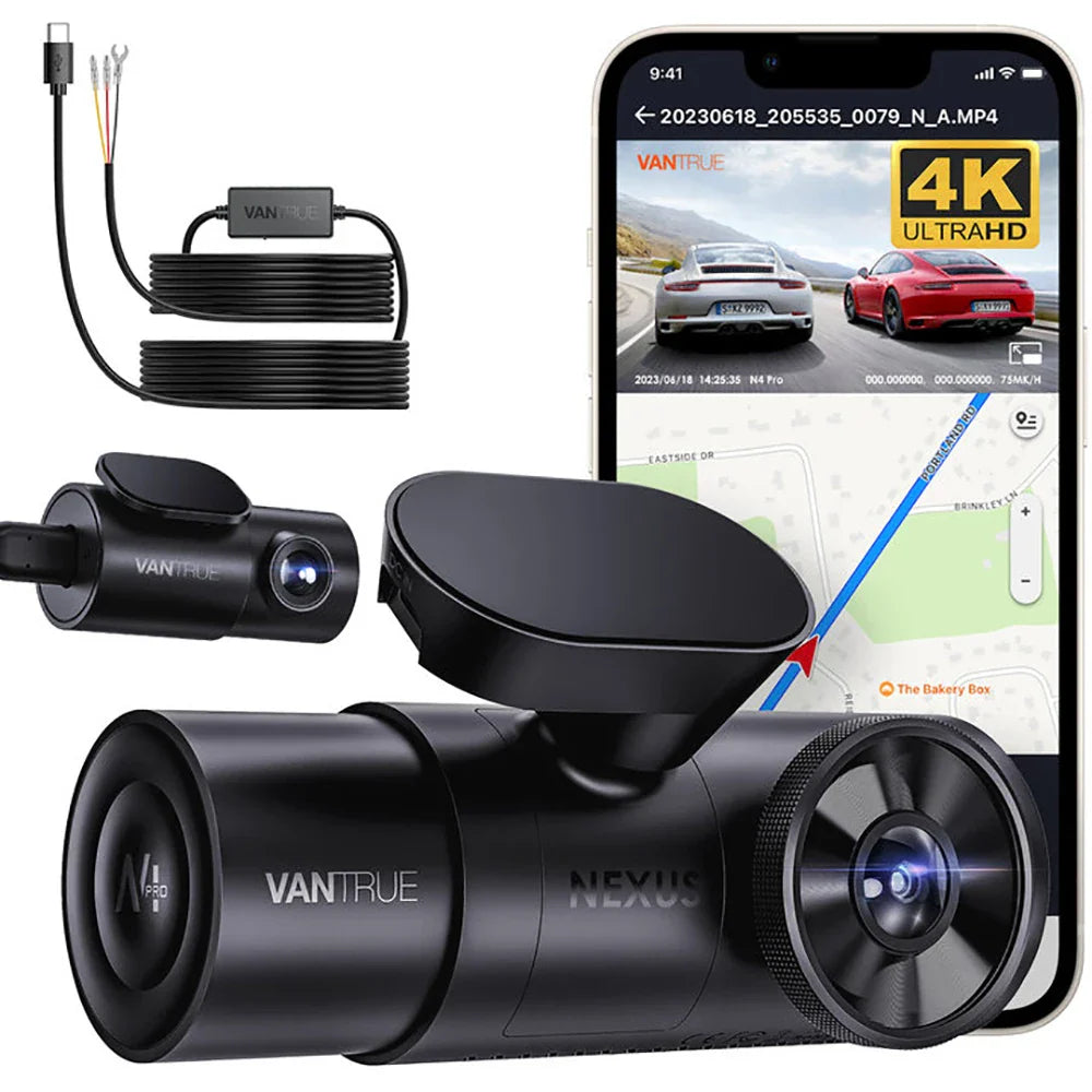 Vantrue N4Pro Dashcam 4K Wi-Fi 3-Channel Dashcam Voice Control IMX678 Night Vision HDR GPS Cam 24h Packing Mode Camera for Car Lootquake LLC