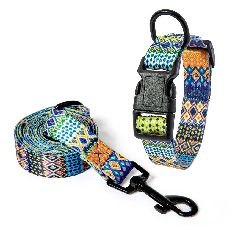 Pet Collar and Leash Set for Small Medium Large Dog Walking Collars Bohemia Style Puppy Cat Collar Pet Supplies Buldog Chihuahua Lootquake LLC