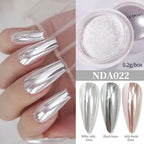 Moonlight Mirror Nail Powder Aurora Silver Glitter Metallic Effect UV Gel Polish for Manicure DIY Nail  Art Design Decoration