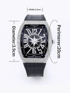 Luxury Diamond wristwatch for women Fasion and elegant quartz watch with silicone watchstrap Waterproof luminous Tonneau watch