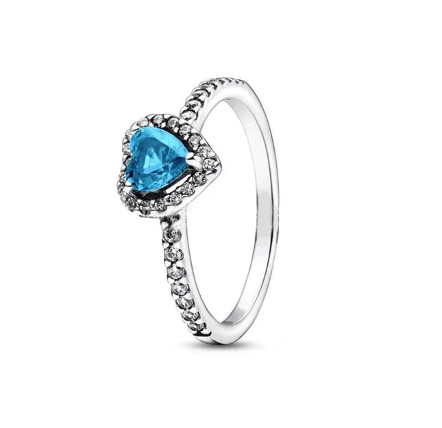 New Colored Crystal 925 Sterling Silver Ring Exquisite Women Shiny Heart Series Simple Ring Valentine's Day Gift for Lovers Lootquake LLC