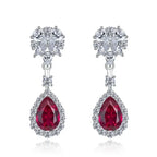 Huitan Brilliant Red CZ Drop Earrings for Women Gorgeous Attractive Creative Accessories for Engagement Charming Wedding Jewelry