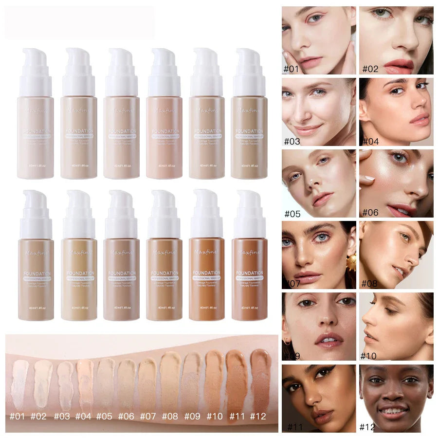 1PCS 12 Color Liquid Foundation Powder Is Light And Delicate Moisturizing High Coverage Easy To Apply And Long Lasting Lootquake LLC