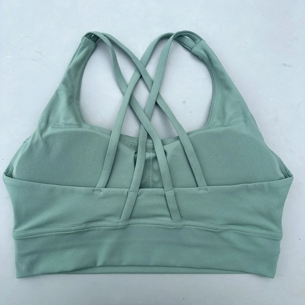 Solid Color Women Cross  Fitness sport Bra soft high strength Tight Top Comprehensive Training Gym Yoga Underwear With Chest Pad