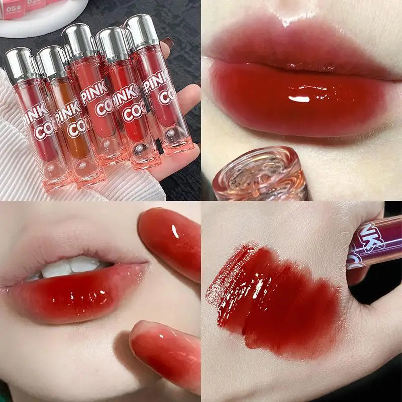 Dark Red Brown Mirror Lip Glaze Water Light Moisturizing Non-stick Cup Highly Pigmented Red Liquid Lipstick Lips Makeup Cosmetic Lootquake LLC