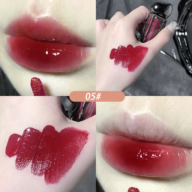 Dark Purple Lip Gloss Water Light Long Lasting Clear Moisturize Mirror Pink Peach Lip Tint Non Stick Cup Liquid Lipstick Makeup