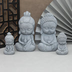 Buddha Stone Statue Little Buddhist Monks Tibetan Buddhism Figurines Zen Garden Ornament Meditation Home Aquarium Decoration Lootquake LLC