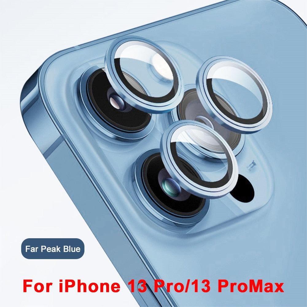 3D  Protective Glass Camera Protector Cover For iPhone 13 Pro Max i Phone 13Pro 13 Mini Rear Lens Metal Ring Protect Camera Lens Case Individual Metal Scratch Resistant HD Clear Case Tempered Glass Camera Case Stevvex