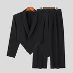 INCERUN 2023 Men Sets Solid Color Autumn Lapel Long Sleeve Irregular Blazer & Pants 2PCS Streetwear Fashion Men's Casual Suits Lootquake LLC