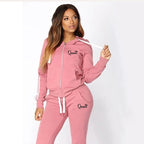 ChicStride: Women's Striped Hoodie & Jogger Set THRIXINE