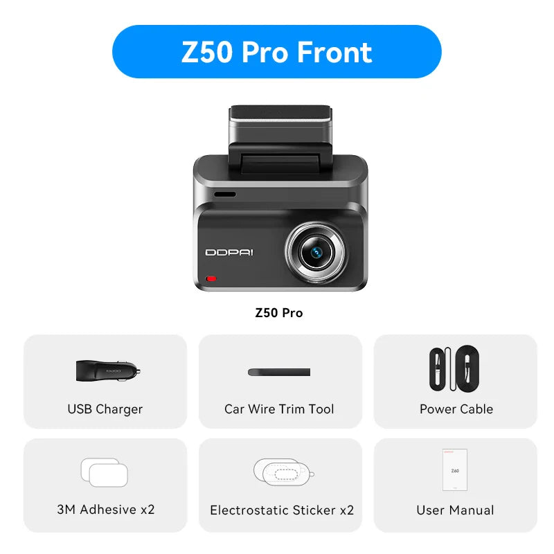 2025 New DDPAI Dash Cam Z50 Pro 4K Car DVR Night Vision 5GHz Wi-Fi GPS ADAS 24h Parking mode Support Front and Rear Camera Lootquake LLC