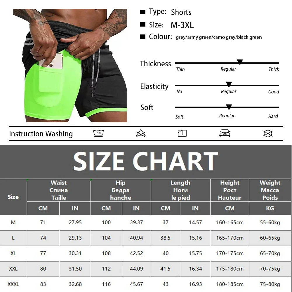Men's Sport Shorts cool Double-deck Running Shorts - SJB-DIAMOND ELITES