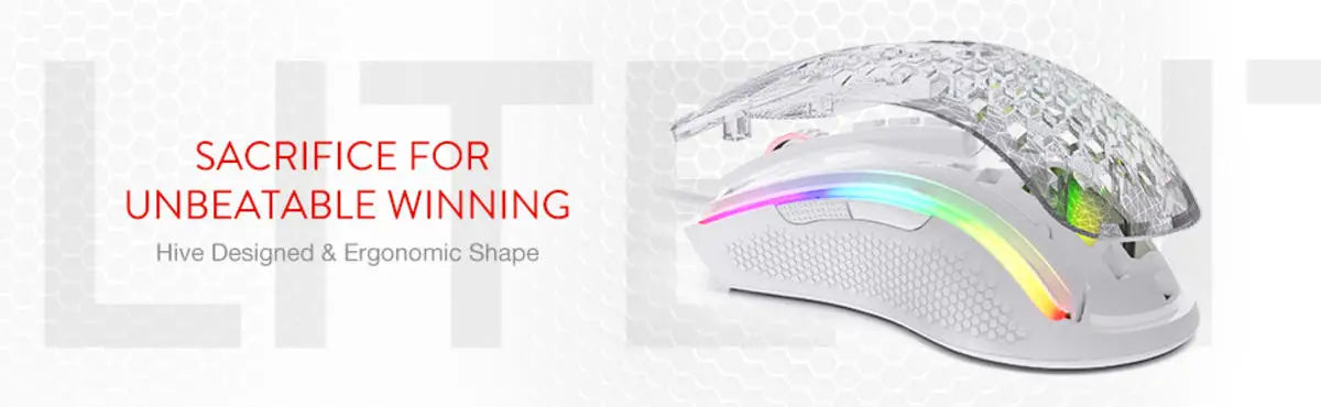 Redragon M808 Storm Lightweight RGB LED USB Gaming Mouse 12,400 DPI Optical Sensor 7 Programmable Buttons Precise Regist Lootquake LLC