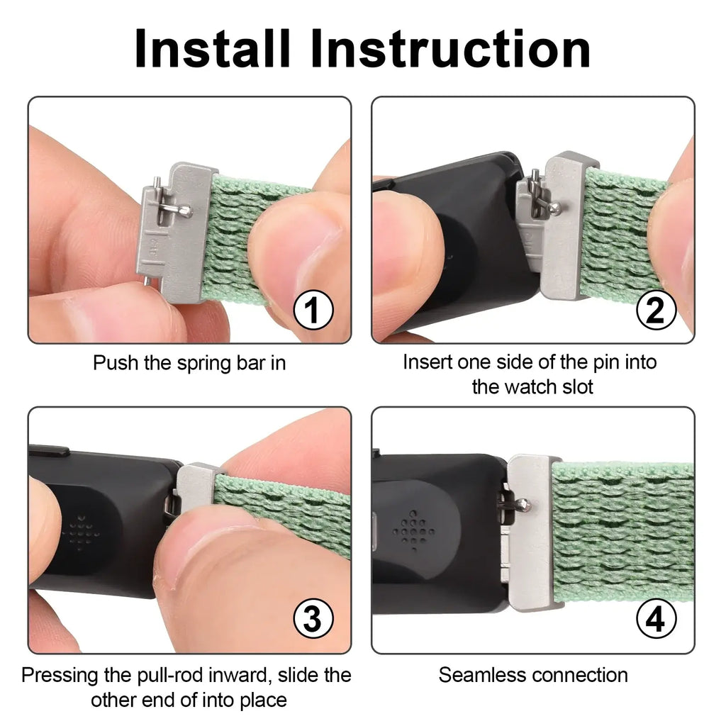 Fitbit Inspire 2, 1, HR Nylon Velcro Band - Versatile Strap - SJB-DIAMOND ELITES