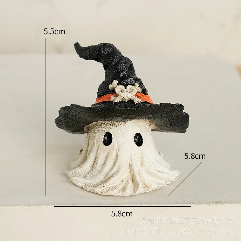 1PC Halloween Horror Hat Ghost Resin Craft Home Decor Scary Ornament Decoration Party Gift Spooky Collectible Art Fairy Garden Lootquake LLC