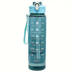 800ml/27oz Large Capacity Sports Water Bottle Leak Proof Plastic Drinking Cup With Time Scale Suitable For Travel Fitness Sports