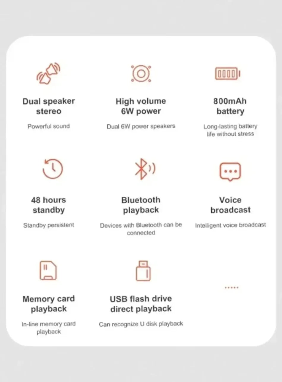 Dushoo Bluetooth Speaker Fm Voice Broadcasting Portable Subwoofer Wireless Speaker Dual Speaker Stereo Outdoor Tfusb Playback Lootquake LLC