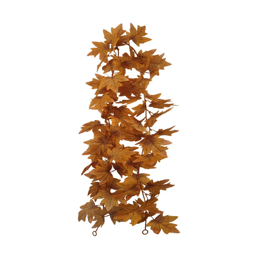 Halloween Thanksgiving Pink Decorations Artificial Fall Maple Leaves Garland Autumn Hanging Pink Pumpkins Flowers Berries Rattan Lootquake LLC