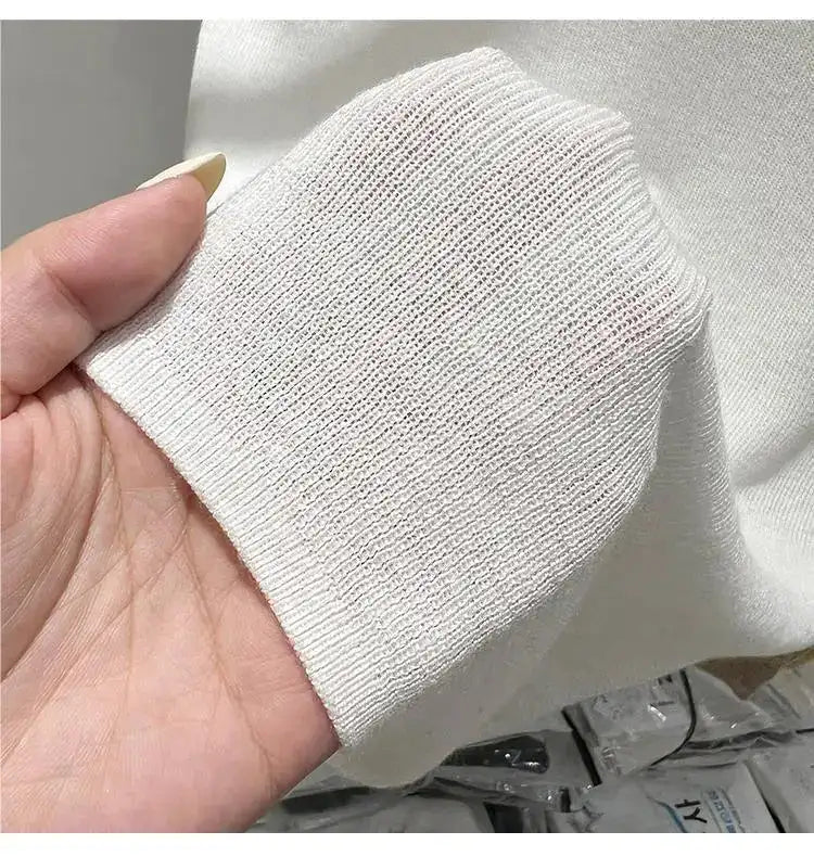 Half High Collar T-shirts Flying Sleeve Design Slim Knitted Sleeveless Top Women Simple Comfortable White T-shirts Summer 2025