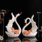 2PCS Swan Statue Pretty Creative Swan Sculpture Figurines Ceramic Crafts Art Home Decoration Accessories1 Pair Wedding Gift Lootquake LLC