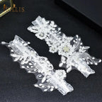 K03 2 PCS Sexy Lace Flower Crystal  Pearls Wedding Garter Belt Thigh Ring Bridal Leg Garter Stocking Garter Belt Girl Women