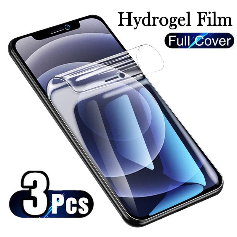 3PCS Soft Film For iPhone 13 Mini 12 14 11 Pro Max Screen Protector For iPhone 14 8 6s 7 Plus XR XS SE 3 2022 Gel Film Ultra Impact Protection 3D Curved Edge for Full Coverage Screen Protector Stevvex