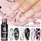 5ML Gold Silver Metallic Liner Paint Gel Polish Chrome Mirror Metal Effect Super Bright French UV LED Semi Permanent Nail Gel Lootquake LLC