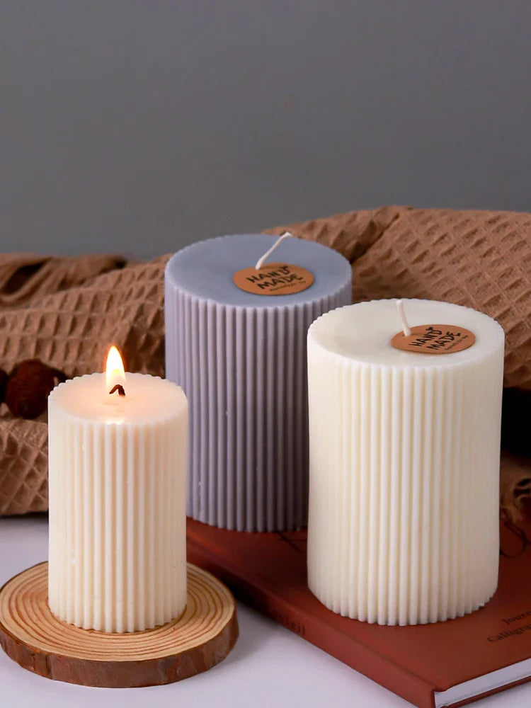 Striped Cylindrical Candle Silicone Mold Handmade Scented Candle Making Wax Mould DIY Crystal Epoxy Resin Craft Molds Home Decor Lootquake LLC