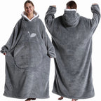 Extra Long Wearable Blankets Winter Flannel Hooded Blanket with Full Sleeves Men Women Cozy Soft Throw Adult TV Blanket Lootquake LLC