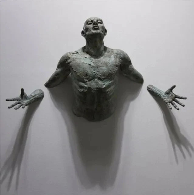 Creative Imitation Copper Wall Sculptures Statue For Unique Touch Resin Rock Climbing Man Background Wall Art 3D Through Wall Lootquake LLC